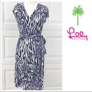 SOLD Lilly Pulitzer Zebra Print Wrap Dress Size L